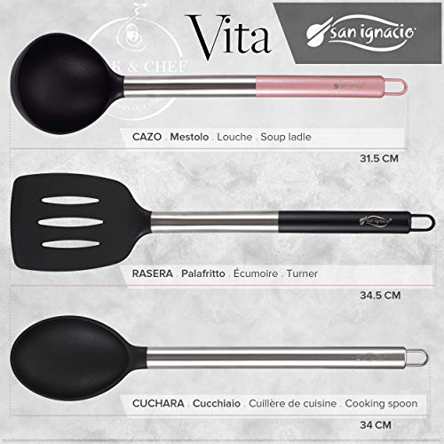 San Ignacio PK1406 Foodies Set 2 sartenes 24x5 y 28x5,5 cm + 4 fiambreras + 3 Utensilios, Aluminio prensado