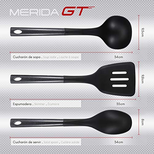 San Ignacio Premium Set de Bateria 8 Piezas + 4 Cuchillos 3 Utensilios de Cocina, Gris y Negro