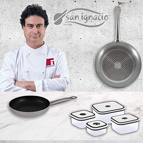 San Ignacio Professional Chef Platinum 2 sartenes + 4, Aluminio Forjado, Set + Fiambreras