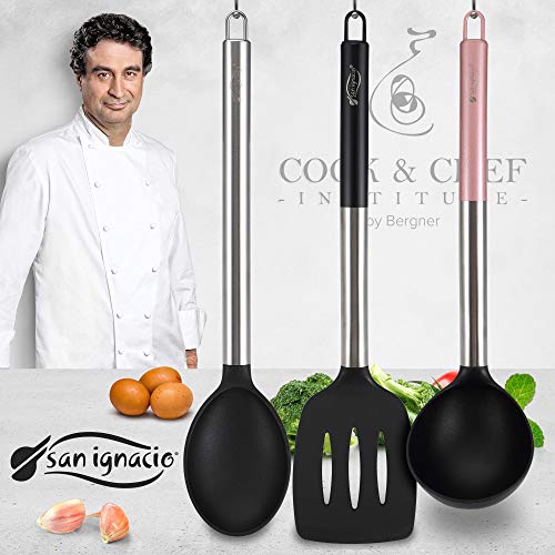 San Ignacio Q2821 Set de Utensilios de Cocina Nylon, Negro