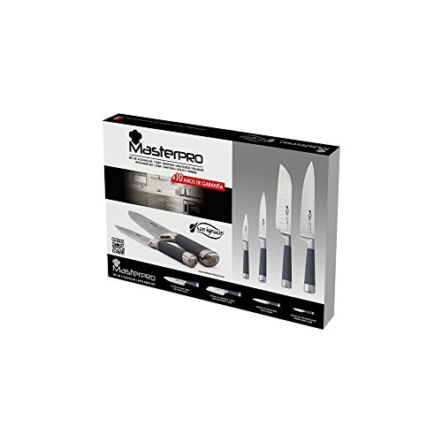 San Ignacio Set 4 Cuchillos De Cocina, Acero Inoxidable, Negro