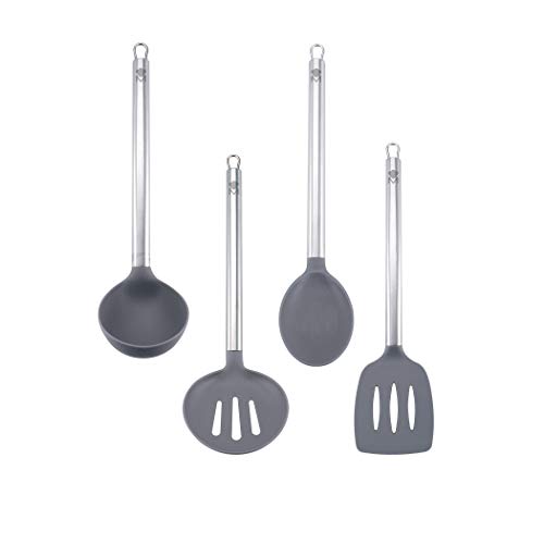 San Ignacio Set 4 Piezas Utensilios De Cocina, Nylon, Acero Inoxidable, Negro