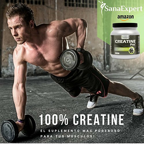 SanaExpert Creatine Pro (Creapure®), Bebida Deportiva para Aumentar la Masa Muscular, la Fuerza y la Resistencia, 215 Porciones, 100% Monohidrato de Creatina, Polvo de Creatina Sin Sabor (650g)