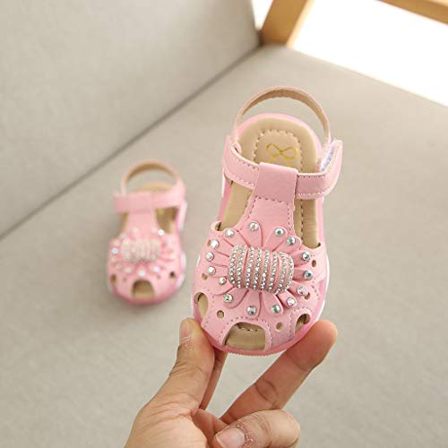 Sandalias para Bebé Niñas Riou Zapatos de la Zapatilla de Deporte de Las Sandalias del Deporte de la luz led de la Flor del Cristal Fondo Suave Lindo niños Playa Sandalias