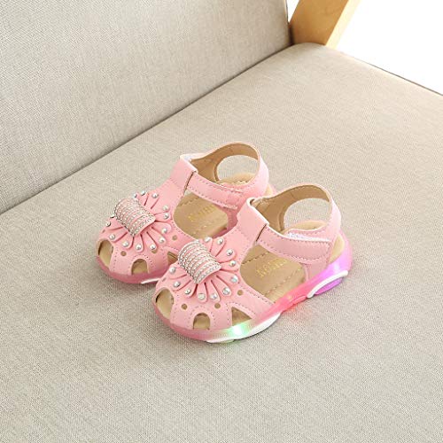 Sandalias para Bebé Niñas Riou Zapatos de la Zapatilla de Deporte de Las Sandalias del Deporte de la luz led de la Flor del Cristal Fondo Suave Lindo niños Playa Sandalias