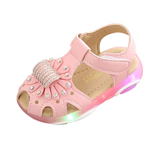 Sandalias para Bebé Niñas Riou Zapatos de la Zapatilla de Deporte de Las Sandalias del Deporte de la luz led de la Flor del Cristal Fondo Suave Lindo niños Playa Sandalias