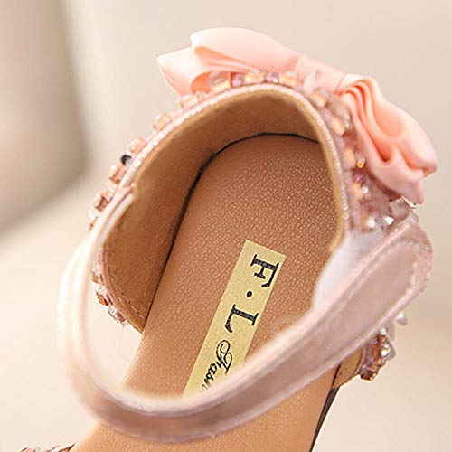 Sandalias para niñas de verano, niños, niñas, con lazo, talla L, color rosa