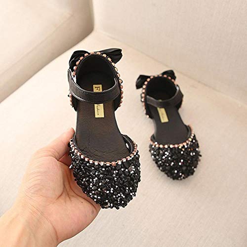 Sandalias para niñas verano niños niñas niños niñas bebé niña lazo L sandalias de princesa zapatos de boda #TX4, negro, 11