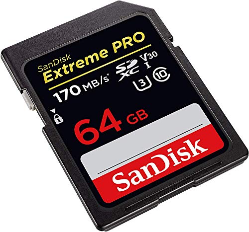 SanDisk Extreme PRO - Tarjeta de Memoria SDXC de 64 GB, 4k, hasta 170 MB/s, Class 10, U3 y V30