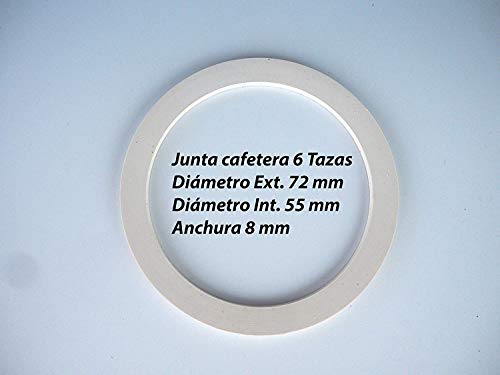 Sanfor 6 Junta Goma Plana para Cafetera Italiana 6 Tazas Paquete 4 Unidades | Caucho | Blanco | 7,2 x 5,5 x 0,1 cm