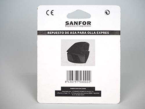 Sanfor Blíster 2 Unidades Asas para Olla a presión Adaptable Magefesa con Tornillo | Negro | 7 x 8 x 5 cm | Fácil de Montar