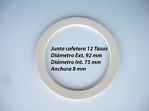 Sanfor Goma Plana para Cafetera 12 Tazas | Paquete 1 Filtro 2 Juntas | Caucho | Blanco | 9,2 x 9,2 x 0,1 cm