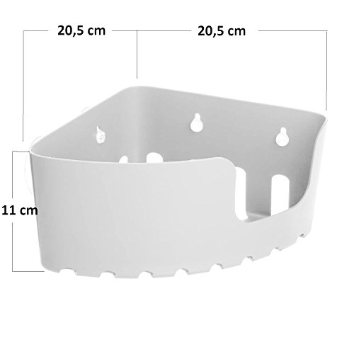 Sanixa TA4520301 - Juego de 2 esquineras con estantes para la ducha, no hace falta taladrar, con ventosas, bandeja para bañera, cesta de ducha de plástico, cesta de esquina para almacenaje en la ducha