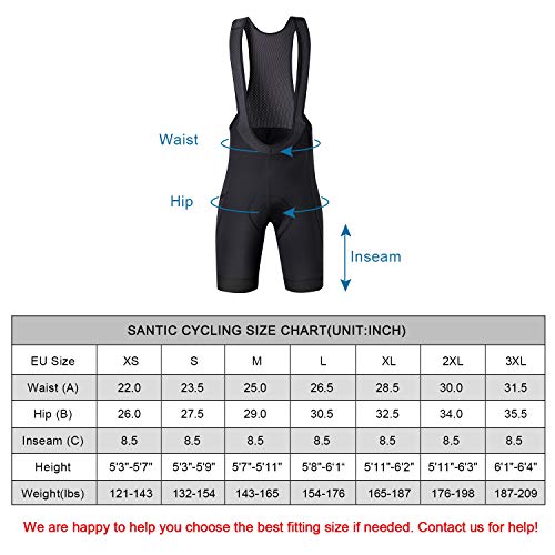 Santic Culote Bicicleta Hombre Culotte Ciclismo Hombre Culote MTB Pantalones Cortos Ciclismo Hombre con Tirante Negro EU XXL