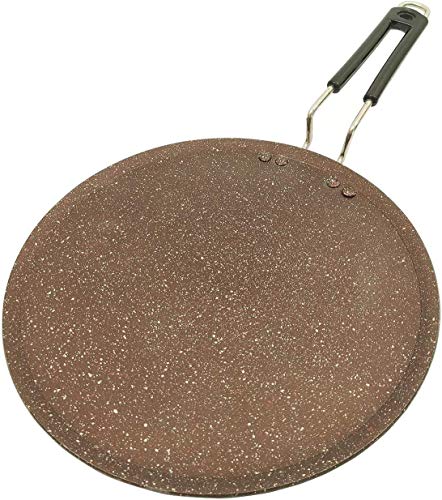 Sartén antiadherente Dosa con base de inducción Tawa antiadherente Dosa Tava plana compatible Plancha redonda Omelette sartén antiadherente Sartén para utensilios de cocina con mango fijo (285MM)