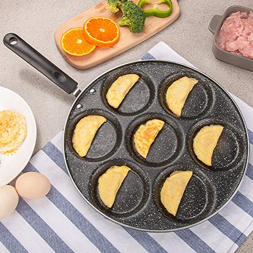 Sartén antiadherente para huevos, sartén de 7 agujeros Huevos fritos Sartén para cocinar Molde para hamburguesas Menaje de cocina para el hogar Cocina Restaurante Hotel