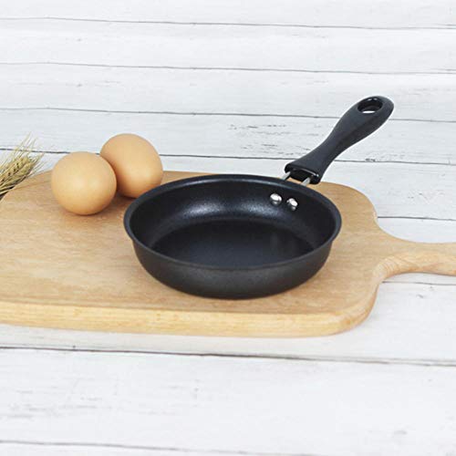 Sartén de 12 cm con revestimiento antiarañazos suministros de cocina utensilios de cocina sartén para tortilla hogar mango largo mini lindo desayuno sartén antiadherente portátil-United States_Black