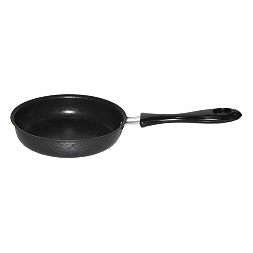 Sartén de 12 cm con revestimiento antiarañazos suministros de cocina utensilios de cocina sartén para tortilla hogar mango largo mini lindo desayuno sartén antiadherente portátil-United States_Black