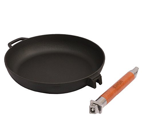 Sartén de hierro fundido, mango extraíble de madera, de inducción, hierro fundido, Negro
, 20 cm