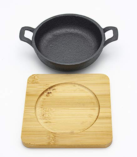 Sartén para tapas de hierro fundido. Mini sartén (esmaltada para superficie antiadherente, utensilios de cocina para horno/asador/parrilla, calidad de restaurante Chef) (1, 12cm redonda alta con base)