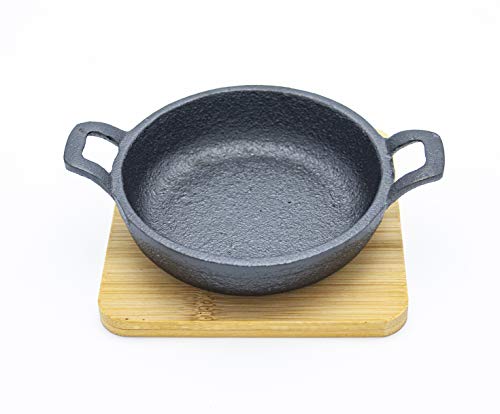 Sartén para tapas de hierro fundido. Mini sartén (esmaltada para superficie antiadherente, utensilios de cocina para horno/asador/parrilla, calidad de restaurante Chef) (1, 12cm redonda alta con base)