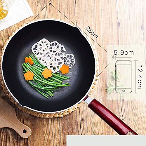 Sartenes Antiadherentes Wok de acero inoxidable, antiadherente Stir Fry Pan con la tapa y la espátula, compatibles con la inducción, resistente a arañazos, Humo del hogar que cocina la cocina for freí