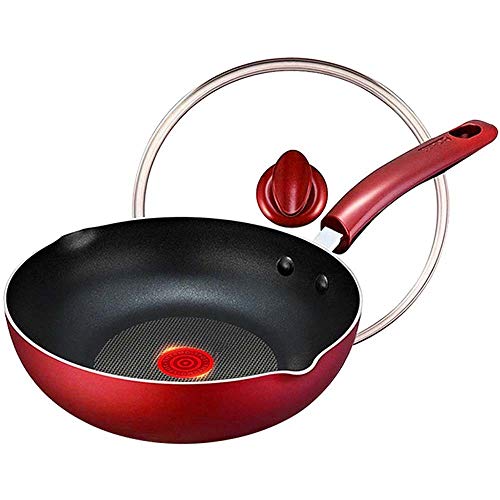 Sartenes Antiadherentes Wok de acero inoxidable, antiadherente Stir Fry Pan con la tapa y la espátula, compatibles con la inducción, resistente a arañazos, Humo del hogar que cocina la cocina for freí