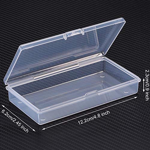 SATINIOR 12 Piezas Contenedor de Abalorios de Plástico Transparente Caja con Tapa de Bisagras para Abalorios y Más (4,8 x 2,45 x 0,9 Pulgadas)