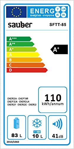 Sauber - Frigorífico compacto Una Puerta SFTT-85 - Eficiencia energética: A+ - 83,5x48cm - Color Blanco