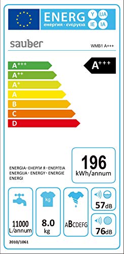 Sauber - Lavadora integrable WMB1 Eficiencia energética: A+++ 8 kg - Eficiencia energética: A+++ 1400 RPM - INSTALACIÓN INCLUIDA
