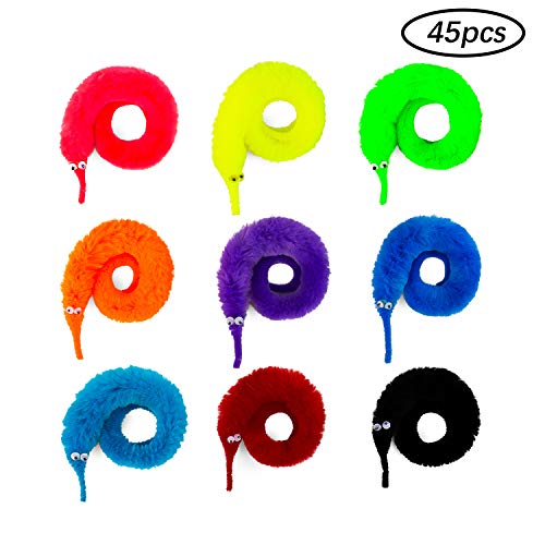 SAVITA, 45 Piezas, Magia Gusanos Orugas Juguetes de Magia Wiggly Vivid Worm Trick Toys con Cuerdas Invisibles Favores de Fiesta (9 Colores)