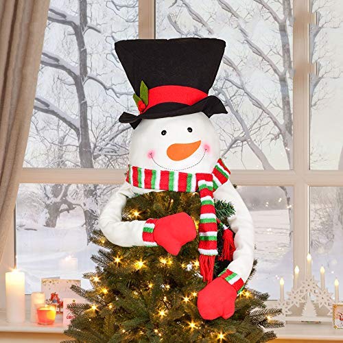 Sayala Árbol de Navidad, Santa Claus, muñeco de Nieve, Renos Árbol de Navidad Topper Hat para Decoraciones de árboles de Navidad (Monigote de Nieve)