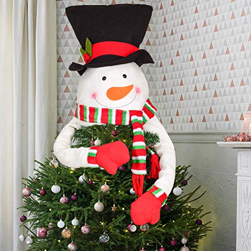 Sayala Árbol de Navidad, Santa Claus, muñeco de Nieve, Renos Árbol de Navidad Topper Hat para Decoraciones de árboles de Navidad (Monigote de Nieve)