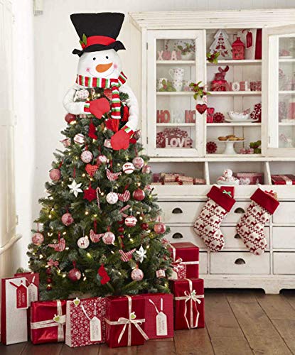 Sayala Árbol de Navidad, Santa Claus, muñeco de Nieve, Renos Árbol de Navidad Topper Hat para Decoraciones de árboles de Navidad (Monigote de Nieve)