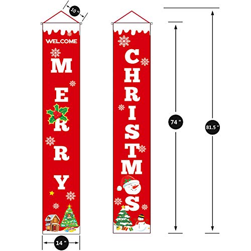 Sayala Decoración de la Fiesta de Navidad,Rojo Navidad Banner Guirnalda - Bienvenido & Feliz Navidad -Decorativo para Fiestas Bricolaje Decorativo Salón (Rojo)