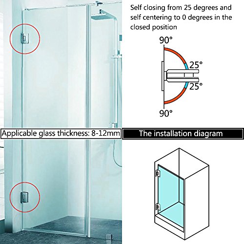 Sayayayo EBL5500 - Bisagra de cristal de 90 grados para puerta de cristal, vitrina, cristal, puerta de armario, cristal adaptable, 4 mm de grosor, acero inoxidable cepillado, acabado EBL5500