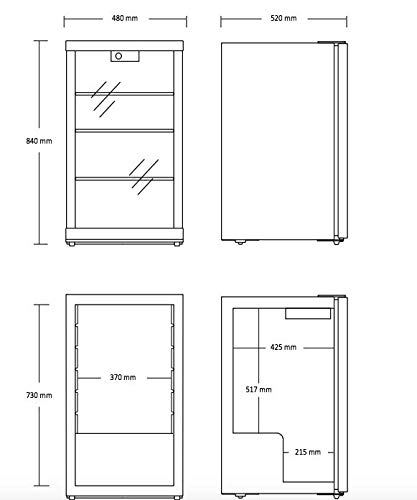 Scandomestic DKS122 - Minibar, Nevera pequeña para bebidas, 110 L de volumen, Funcionamiento silencioso, Puerta de cristal, Iluminación LED