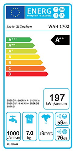 Scandomestic - Lavadora de carga frontal WAH1702-7 KG 1200 RPM - Bajo consumo energético - color Blanco y carga variable.INSTALACIÓN INCLUIDA