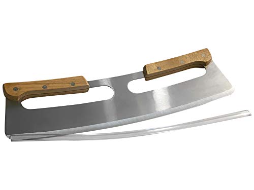 Scarlet Kitchen Rapido Professional - Cuchillo para pizza con hoja afilada de acero inoxidable de 35 cm, con mango de madera, corte rápido y limpio, con protector de la hoja