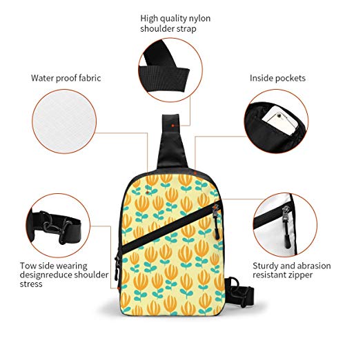 Scatter Florales Mantequilla Pecho Sling Bag Mochila Crossbody Hombro Casual Daypack Mochila para Hombres Mujeres Ciclismo Al Aire Libre Senderismo Viajes