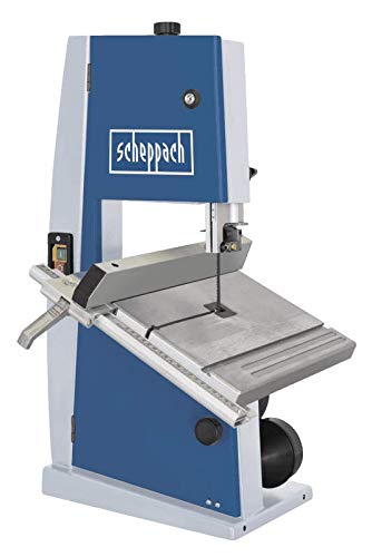 SCHEPPACH Basa 1, Sierra de Cinta Eléctrica con Guía de Precisión y Fácil Inclinación hasta 45º, 880 rpm y 300W de Potencia, Azul