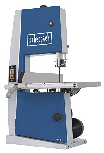 SCHEPPACH Basa 1, Sierra de Cinta Eléctrica con Guía de Precisión y Fácil Inclinación hasta 45º, 880 rpm y 300W de Potencia, Azul