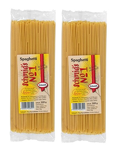 Schmids No.1, 2x formado Pasta 500g "Espagueti", exquisito en gusto