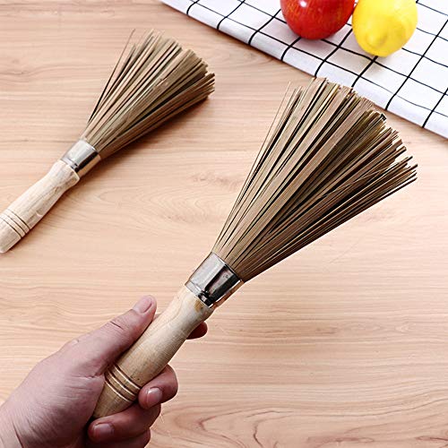 Schneespitze 2Pcs Wok Clean Brush,Utensilios de Limpieza Cocina Brochas con Mango para Cocinas Caseras, Restaurantes, Herramientas De Limpieza