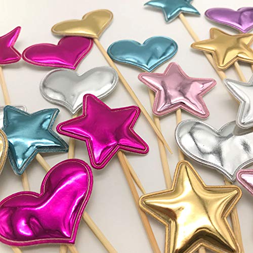 Schneespitze 50 piezas Toppers de Magdalena,Estrellas para Decoración,Decoración de Pasteles Cupcake Palillos para Bodas, Fiestas, DecoracióN De Alimentos