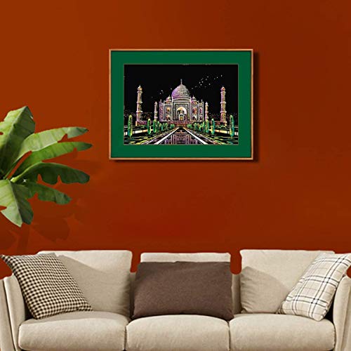 Scratch Art Paper, Comius 2 Pack 400 × 285 mm Obras De Arte De Raspado De Arco City Series Night Scene Manualidades Scratch Painting para Adultos y niños con Herramientas (Taj Mahal + Chiang MAI)