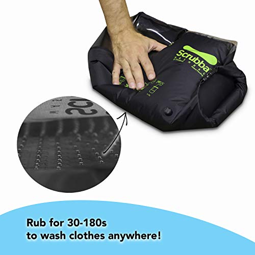 Scrubba Sistema de Lavado Portátil Bolsa de Lavado 2.0 - Bolsa Estanca Impermeable para Viajes Autocaravana Camping Senderismo - Sistema con Tabla de Lavar