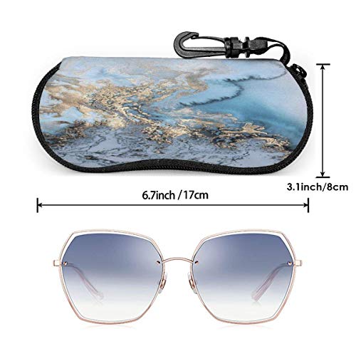 SDFGJ Marbel Gold Blue Estuche para gafas de sol Estuche portátil para gafas blandas Estuche delgado para gafas ultraligeras Estuche para gafas delicado Estuche para gafas con cremallera Accesorios pr