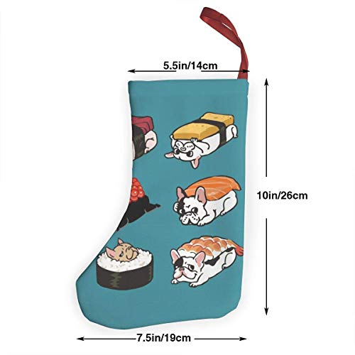 Sdltkhy Feliz Navidad Medias Calcetines Sushi French Bulldog Decoración de Navidad, para Adornos Familiares de árbol de Reno.