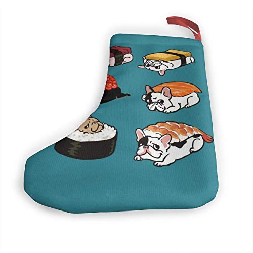 Sdltkhy Feliz Navidad Medias Calcetines Sushi French Bulldog Decoración de Navidad, para Adornos Familiares de árbol de Reno.